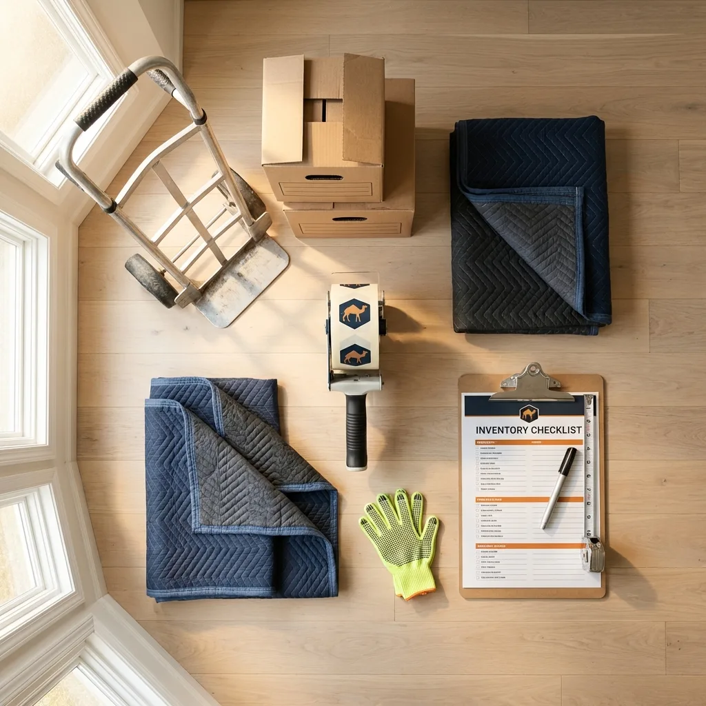 Professional moving supplies and packing materials layout for North Ridgeville residential relocations